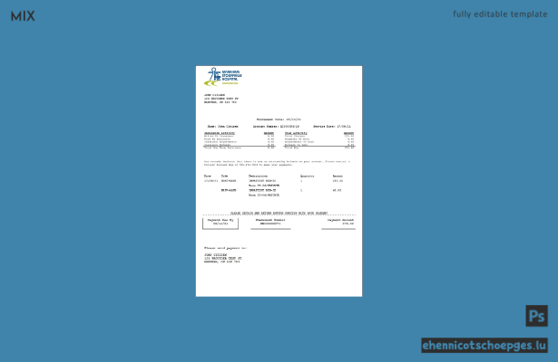 Krankenversicherungsabrechnung des Markham Stouffville Hospitals in Kanada im .doc- und .pdf-Format (Beispielvorschau)